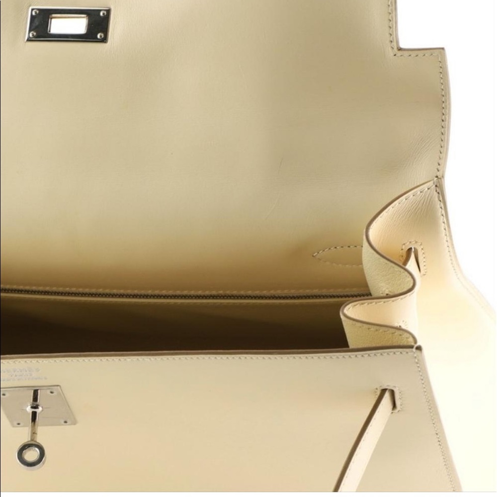 DONATED Hermes Kelly Box Bag Jaune Pale Nepal 35 - Picture 4 of 7